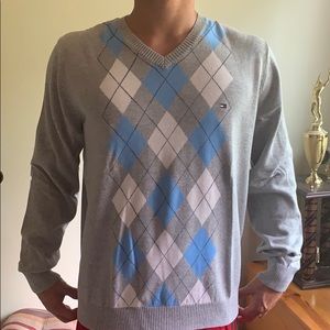 Gray Checkered V-Neck Layer -Tommy Hilfiger